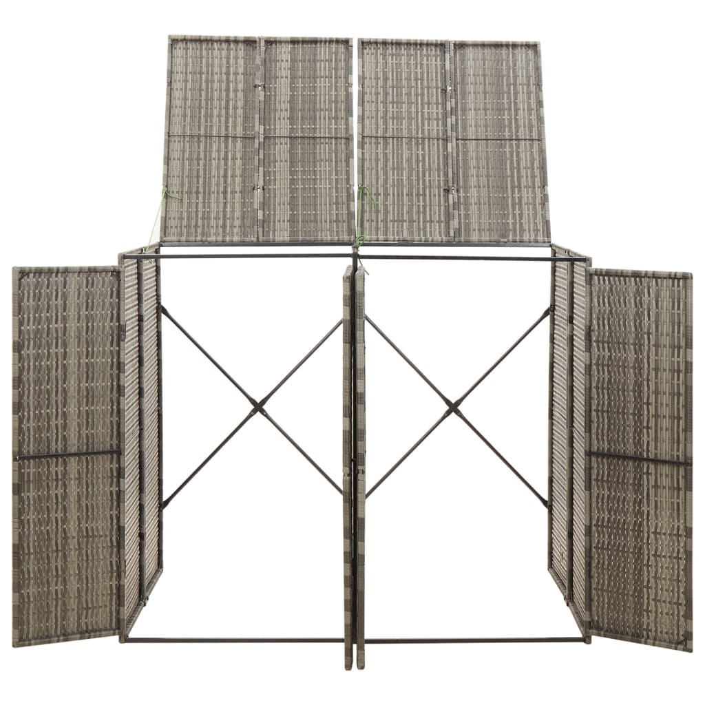 Containerberging dubbel 140x80x117 cm poly rattan grijs is nu te koop bij PeponiXL, paradijselijk wonen!