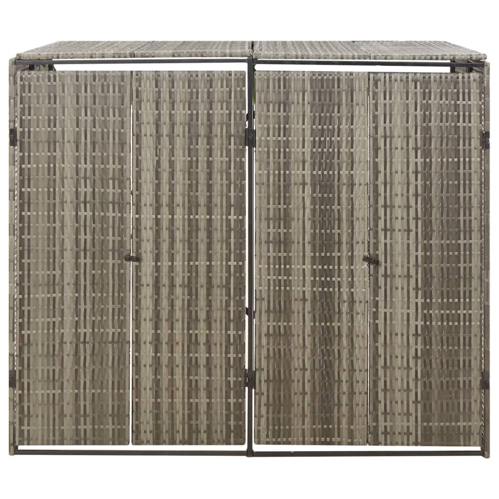 Containerberging dubbel 140x80x117 cm poly rattan grijs is nu te koop bij PeponiXL, paradijselijk wonen!