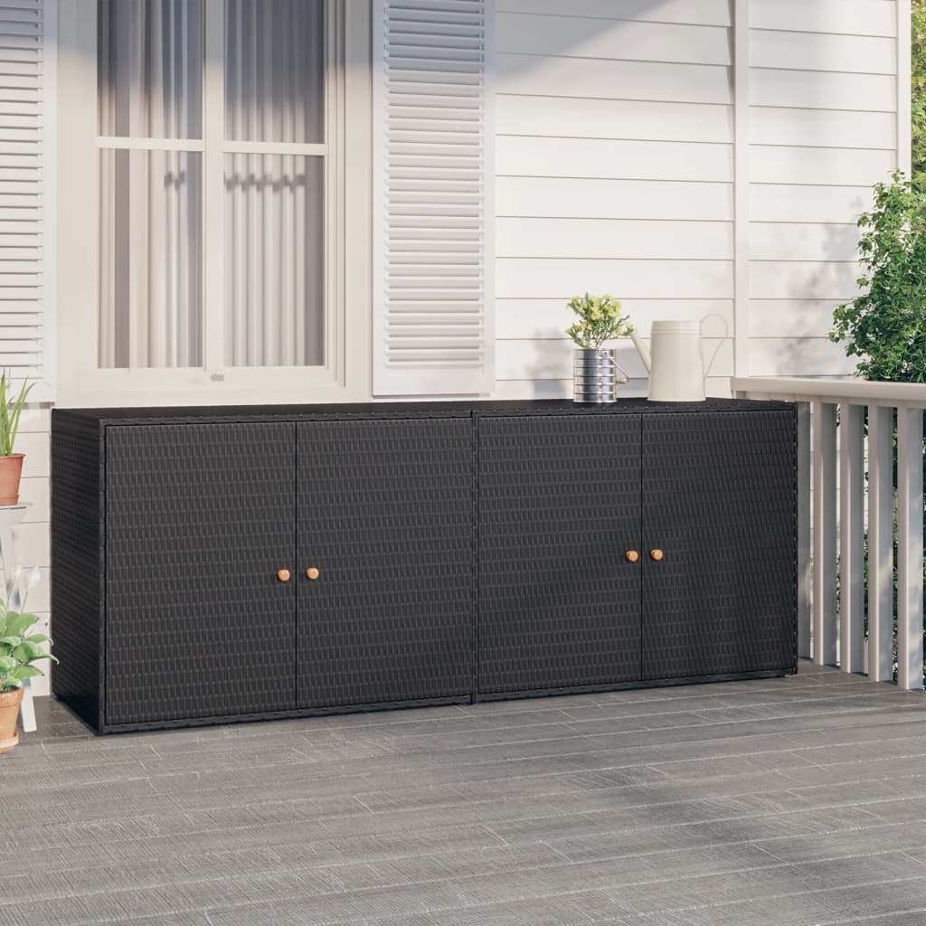 Tuinkast Zwart 198x55,5x80 cm Poly Rattan is nu te koop bij PeponiXL, paradijselijk wonen!