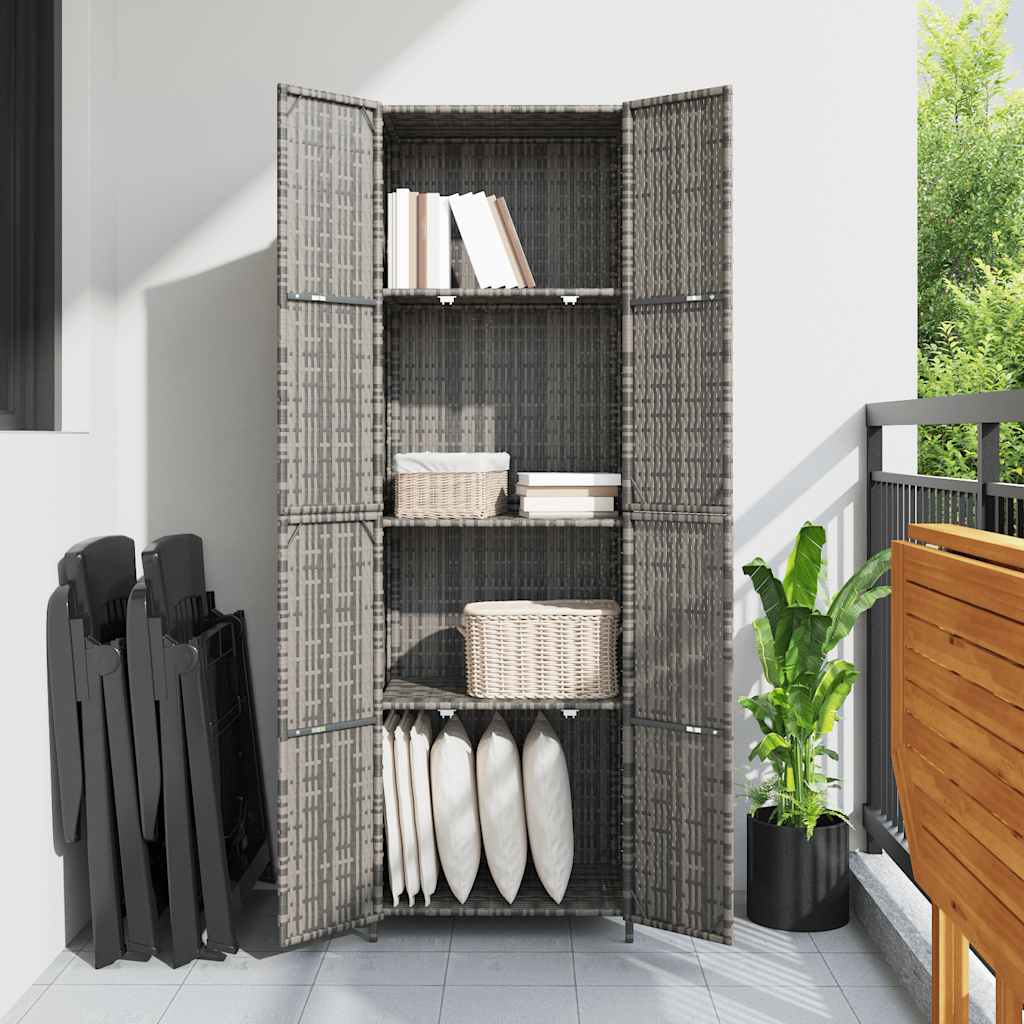 Tuinkast 59x40x180 cm poly rattan grijs is nu te koop bij PeponiXL, paradijselijk wonen!