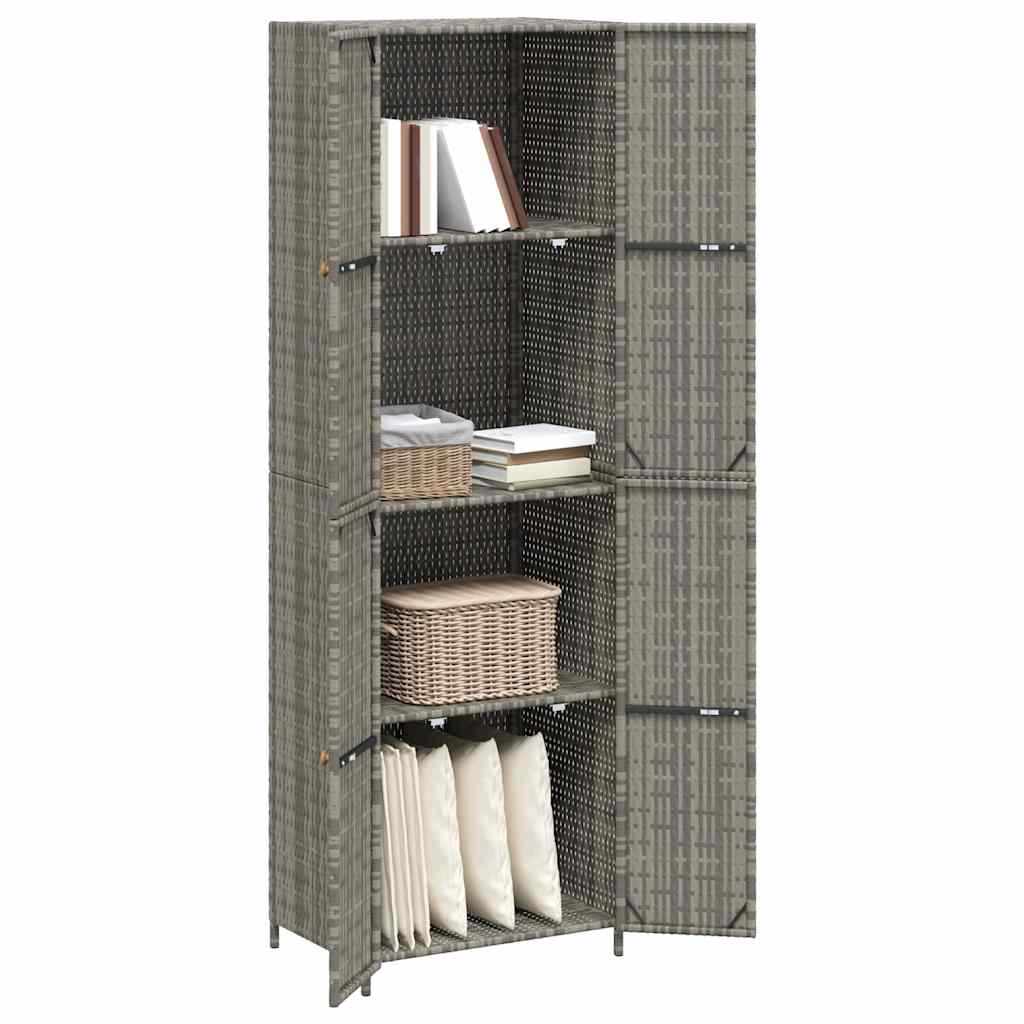 Tuinkast 59x40x180 cm poly rattan grijs is nu te koop bij PeponiXL, paradijselijk wonen!