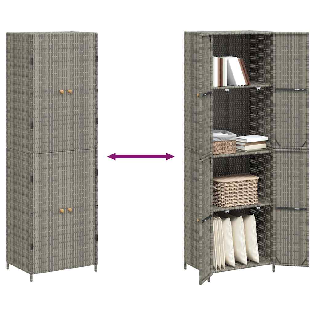 Tuinkast 59x40x180 cm poly rattan grijs is nu te koop bij PeponiXL, paradijselijk wonen!