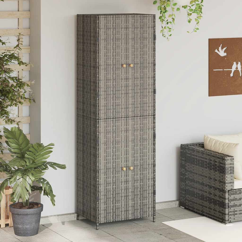 Tuinkast 59x40x180 cm poly rattan grijs is nu te koop bij PeponiXL, paradijselijk wonen!