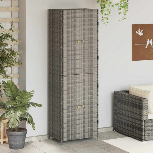 Tuinkast 59x40x180 cm poly rattan grijs is nu te koop bij PeponiXL, paradijselijk wonen!