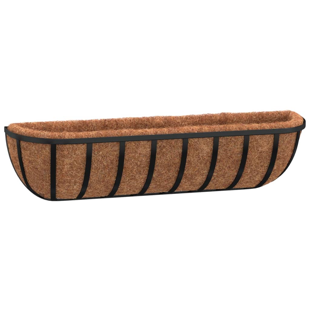 Wandbakken 2 st met kokosvezel 61x19x16 cm staal zwart is nu te koop bij PeponiXL, paradijselijk wonen!