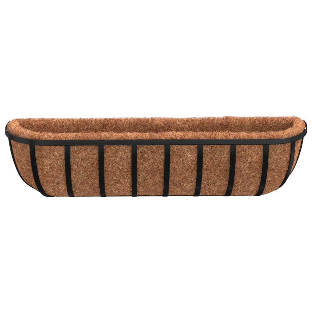 Wandbakken 2 st met kokosvezel 61x19x16 cm staal zwart is nu te koop bij PeponiXL, paradijselijk wonen!