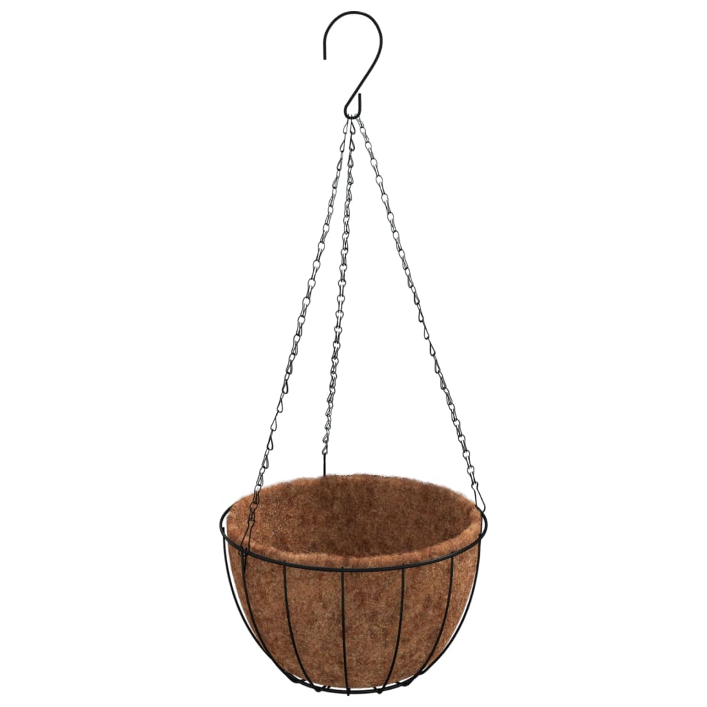 Plantenbakken hangend 4 st met kokosbak staal Ø 40x63 cm zwart is nu te koop bij PeponiXL, paradijselijk wonen!