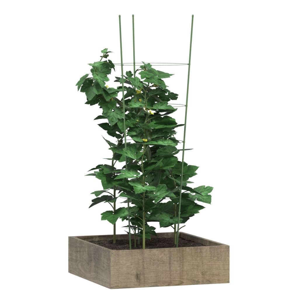 Plantensteunen 5 st met 4 ringen 90 cm staal groen is nu te koop bij PeponiXL, paradijselijk wonen!