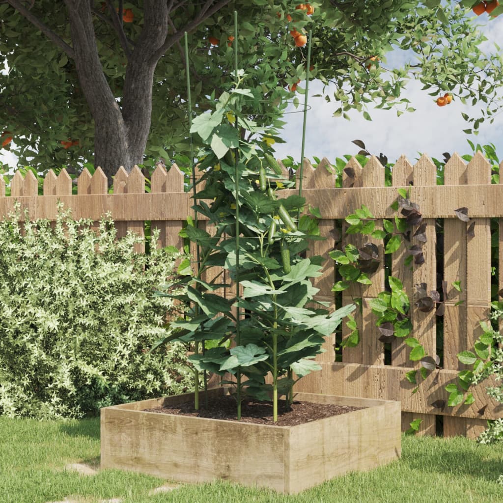 Plantensteunen 5 st met 4 ringen 90 cm staal groen is nu te koop bij PeponiXL, paradijselijk wonen!
