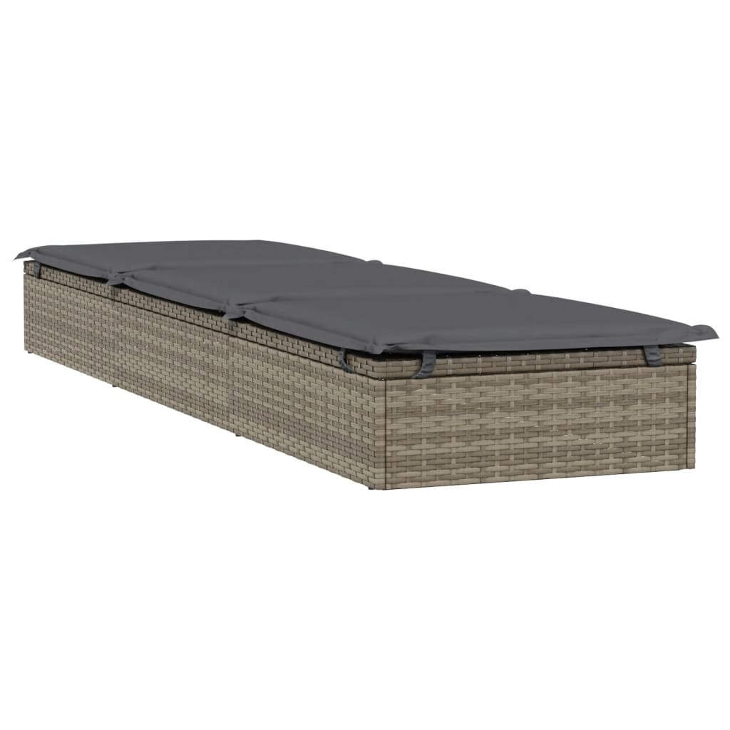 Ligbed met kussen 1 st 201x55x62 cm poly rattan grijs is nu te koop bij PeponiXL, paradijselijk wonen!