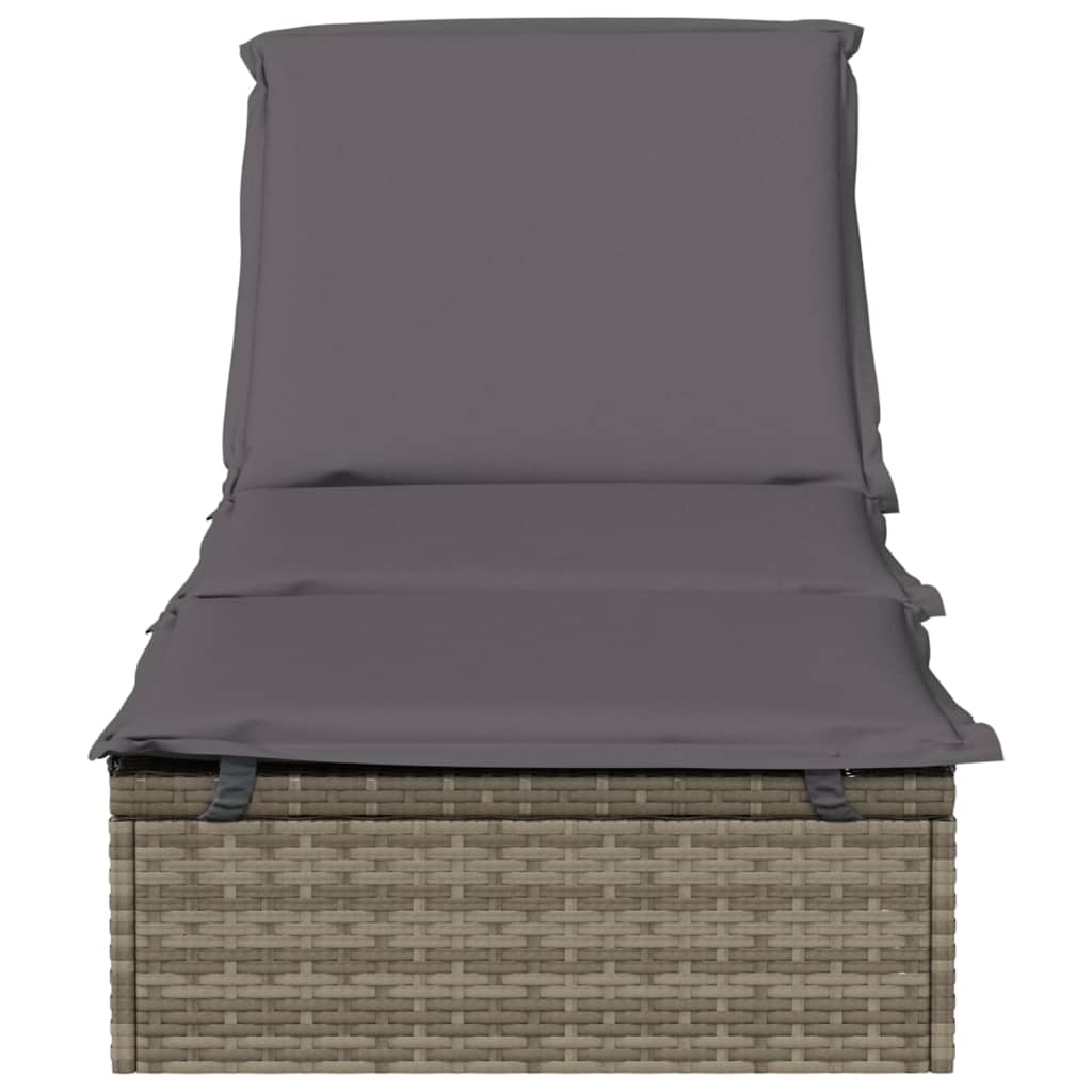 Ligbed met kussen 1 st 201x55x62 cm poly rattan grijs is nu te koop bij PeponiXL, paradijselijk wonen!