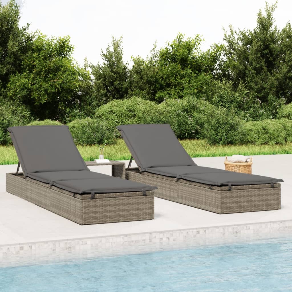 Ligbed met kussen 1 st 201x55x62 cm poly rattan grijs is nu te koop bij PeponiXL, paradijselijk wonen!