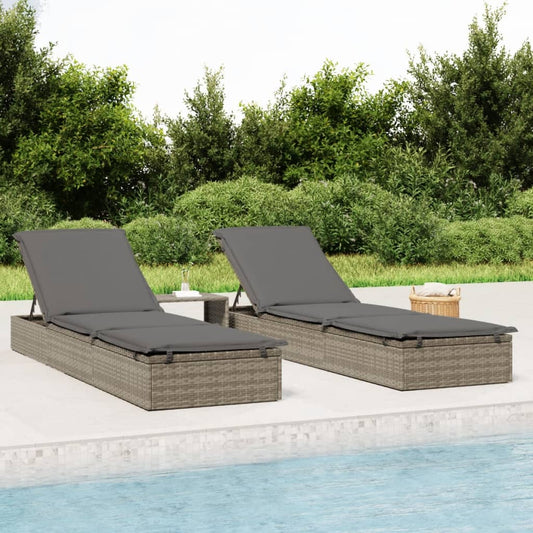 Ligbed met kussen 1 st 201x55x62 cm poly rattan grijs is nu te koop bij PeponiXL, paradijselijk wonen!