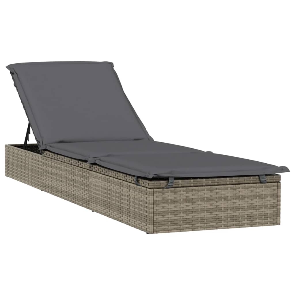 Ligbed met tafel 1 st poly rattan grijs is nu te koop bij PeponiXL, paradijselijk wonen!