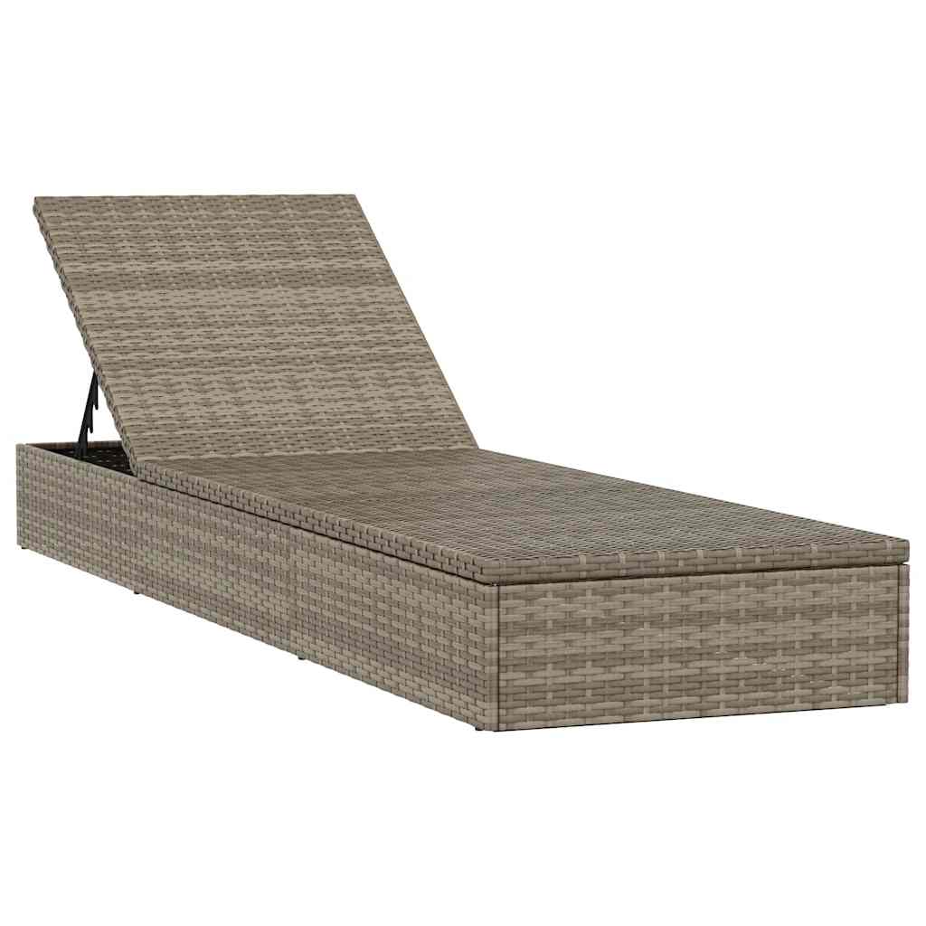 Ligbed met tafel 1 st poly rattan grijs is nu te koop bij PeponiXL, paradijselijk wonen!