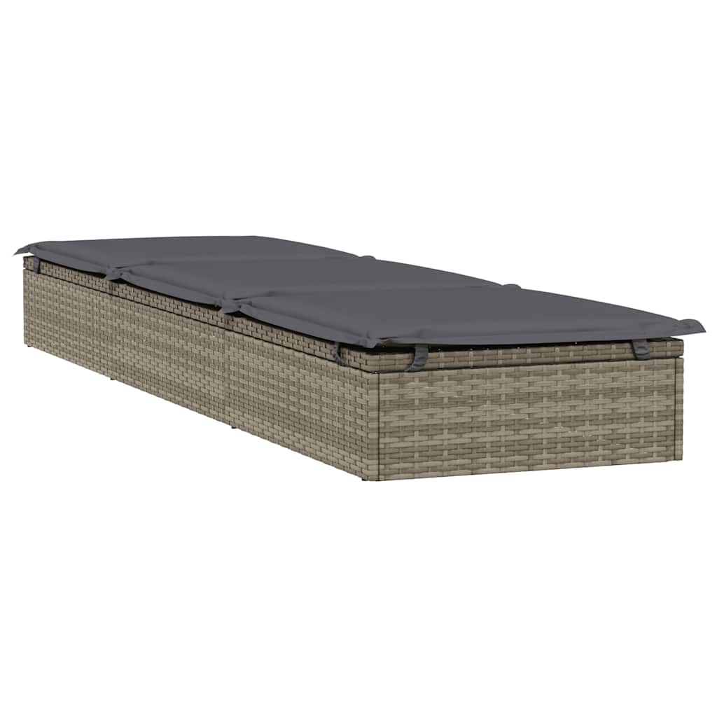 Ligbed met tafel 1 st poly rattan grijs is nu te koop bij PeponiXL, paradijselijk wonen!