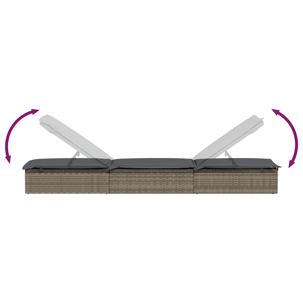 Ligbed met tafel 1 st poly rattan grijs is nu te koop bij PeponiXL, paradijselijk wonen!