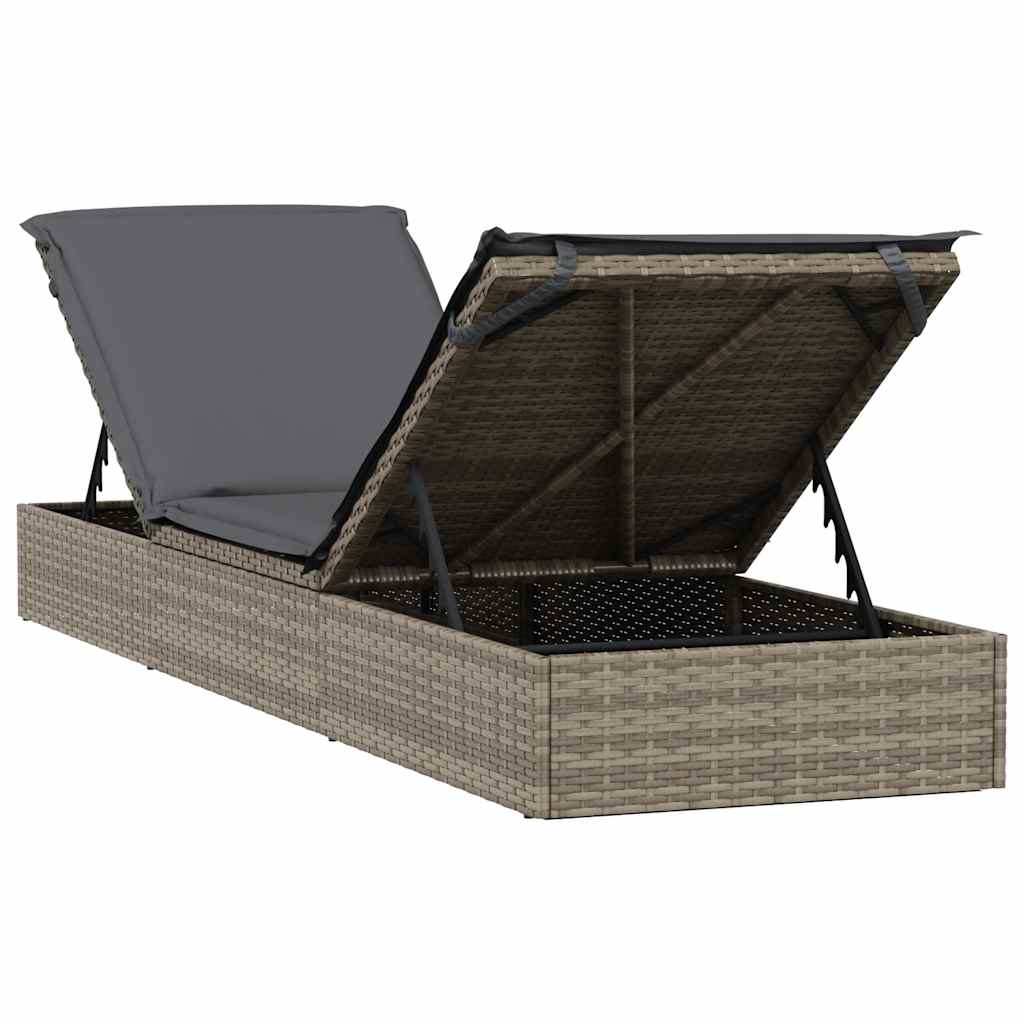 Ligbed met tafel 1 st poly rattan grijs is nu te koop bij PeponiXL, paradijselijk wonen!