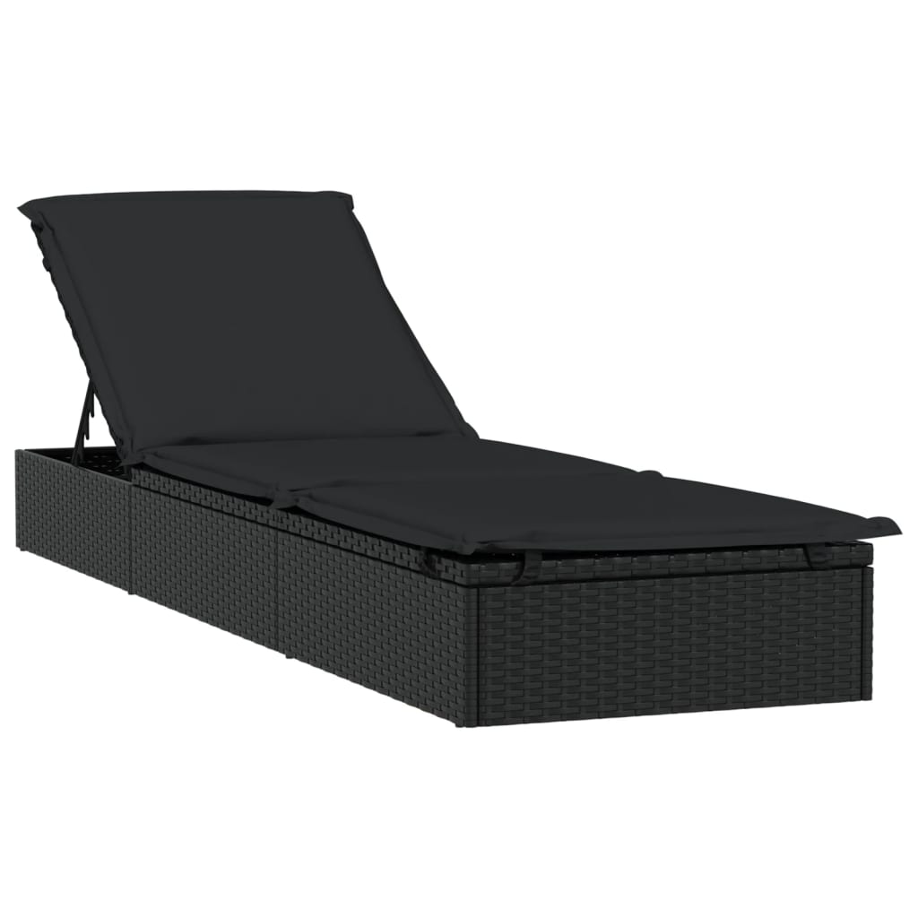 Ligbed met tafel 1 st poly rattan zwart is nu te koop bij PeponiXL, paradijselijk wonen!