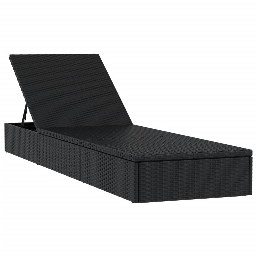 Ligbed met tafel 1 st poly rattan zwart is nu te koop bij PeponiXL, paradijselijk wonen!