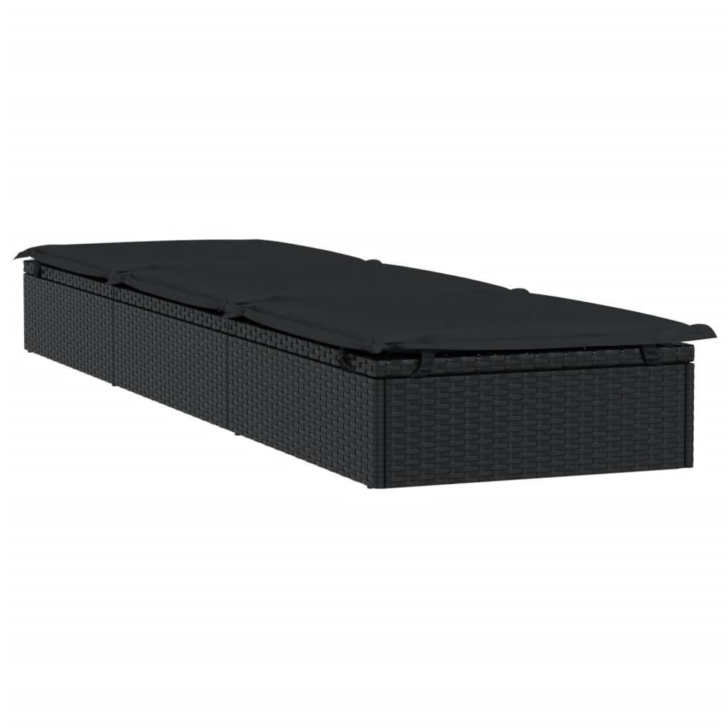 Ligbed met tafel 1 st poly rattan zwart is nu te koop bij PeponiXL, paradijselijk wonen!