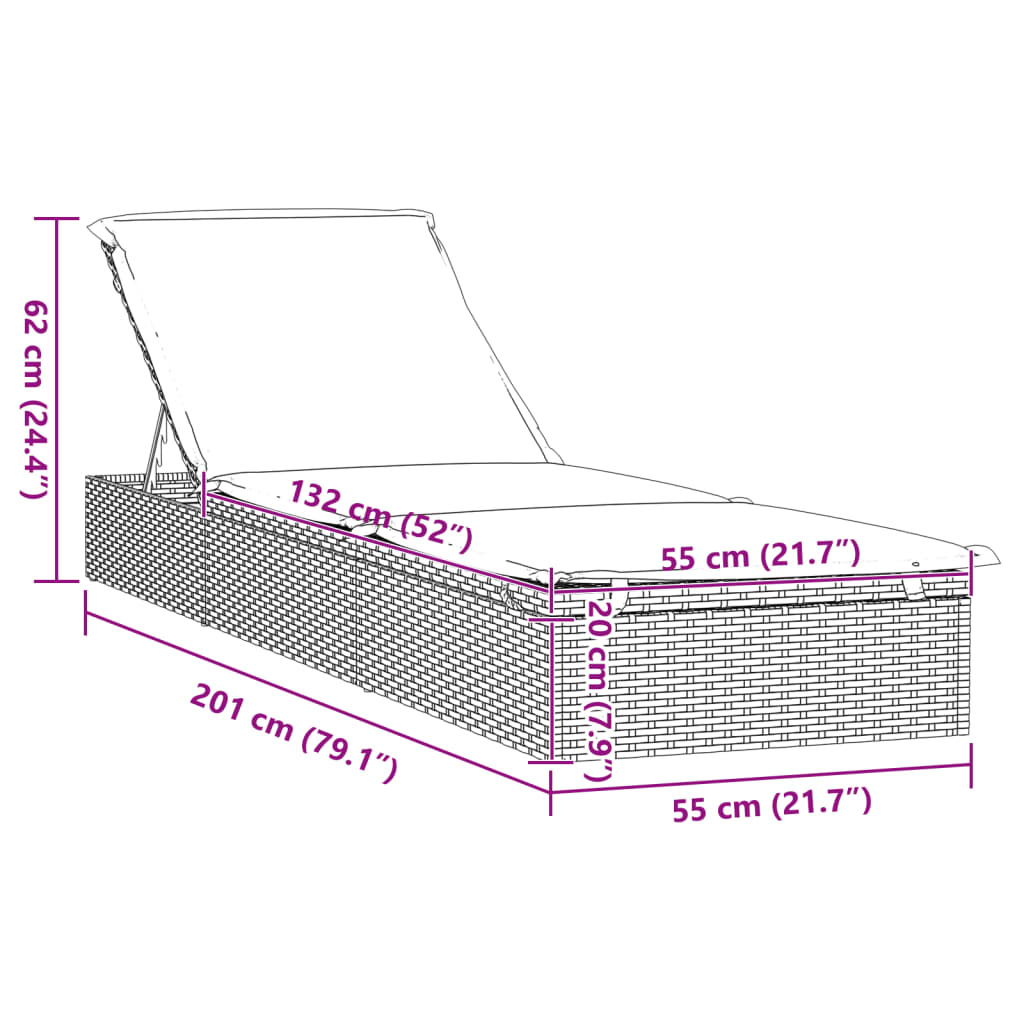 Ligbed met tafel 1 st poly rattan zwart is nu te koop bij PeponiXL, paradijselijk wonen!
