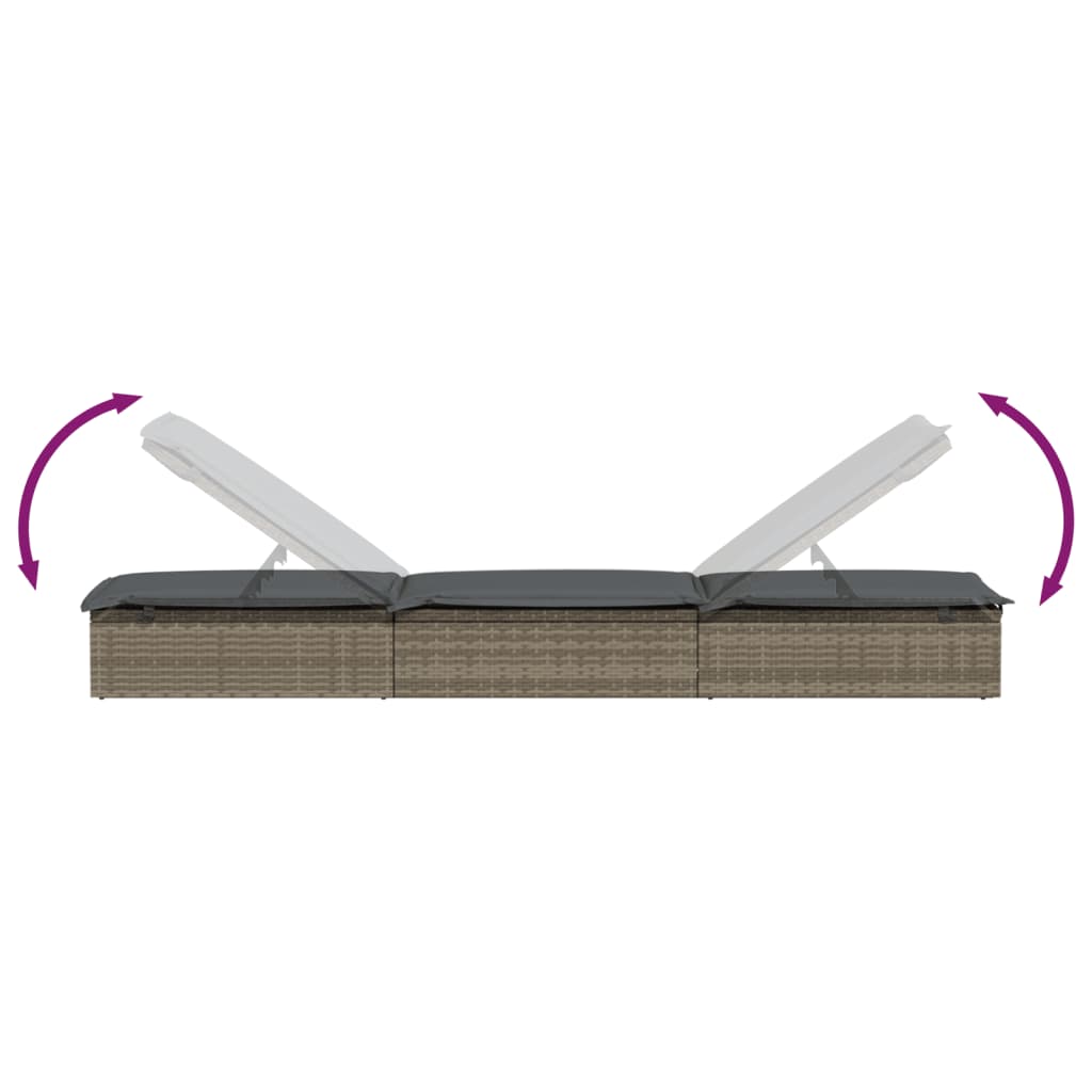 Ligbedden 2 st met tafel poly rattan grijs is nu te koop bij PeponiXL, paradijselijk wonen!