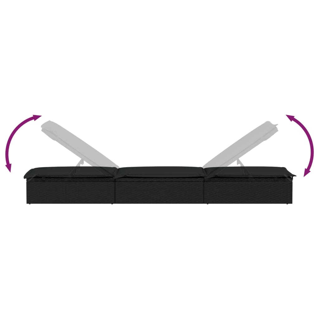 Ligbedden 2 st met tafel poly rattan zwart is nu te koop bij PeponiXL, paradijselijk wonen!