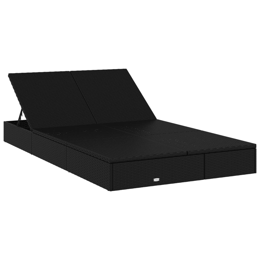 Ligbed met kussens 2-persoons poly rattan zwart is nu te koop bij PeponiXL, paradijselijk wonen!