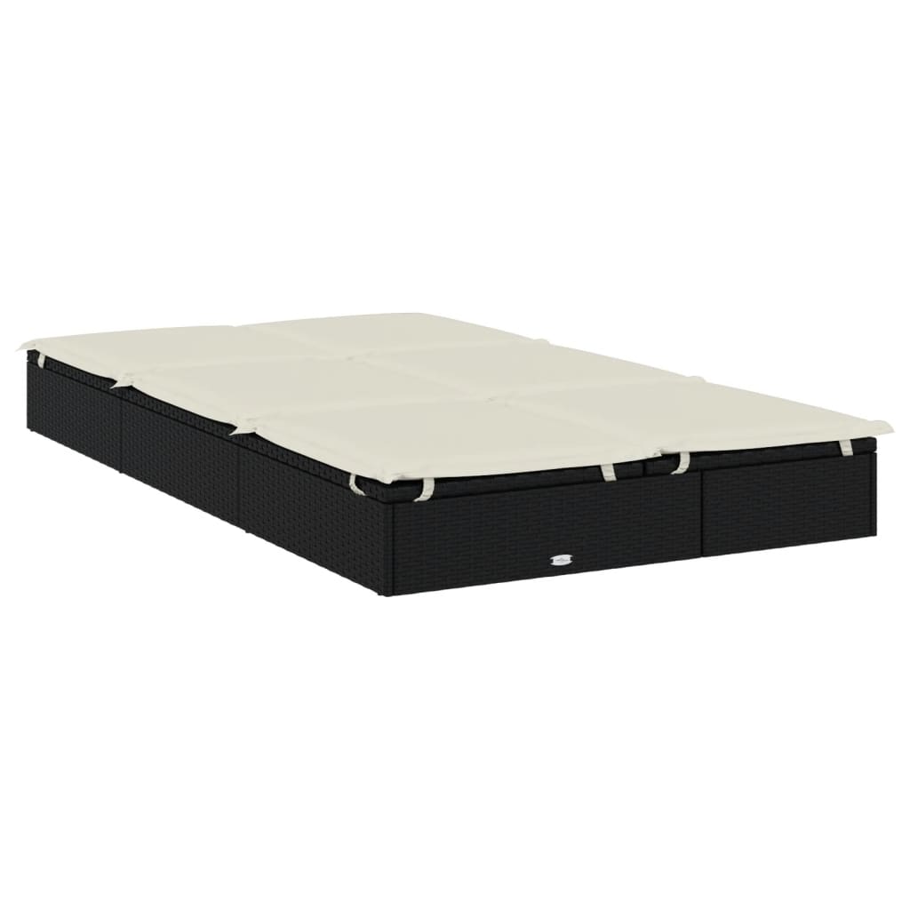 Ligbed met kussens 2-persoons poly rattan zwart is nu te koop bij PeponiXL, paradijselijk wonen!