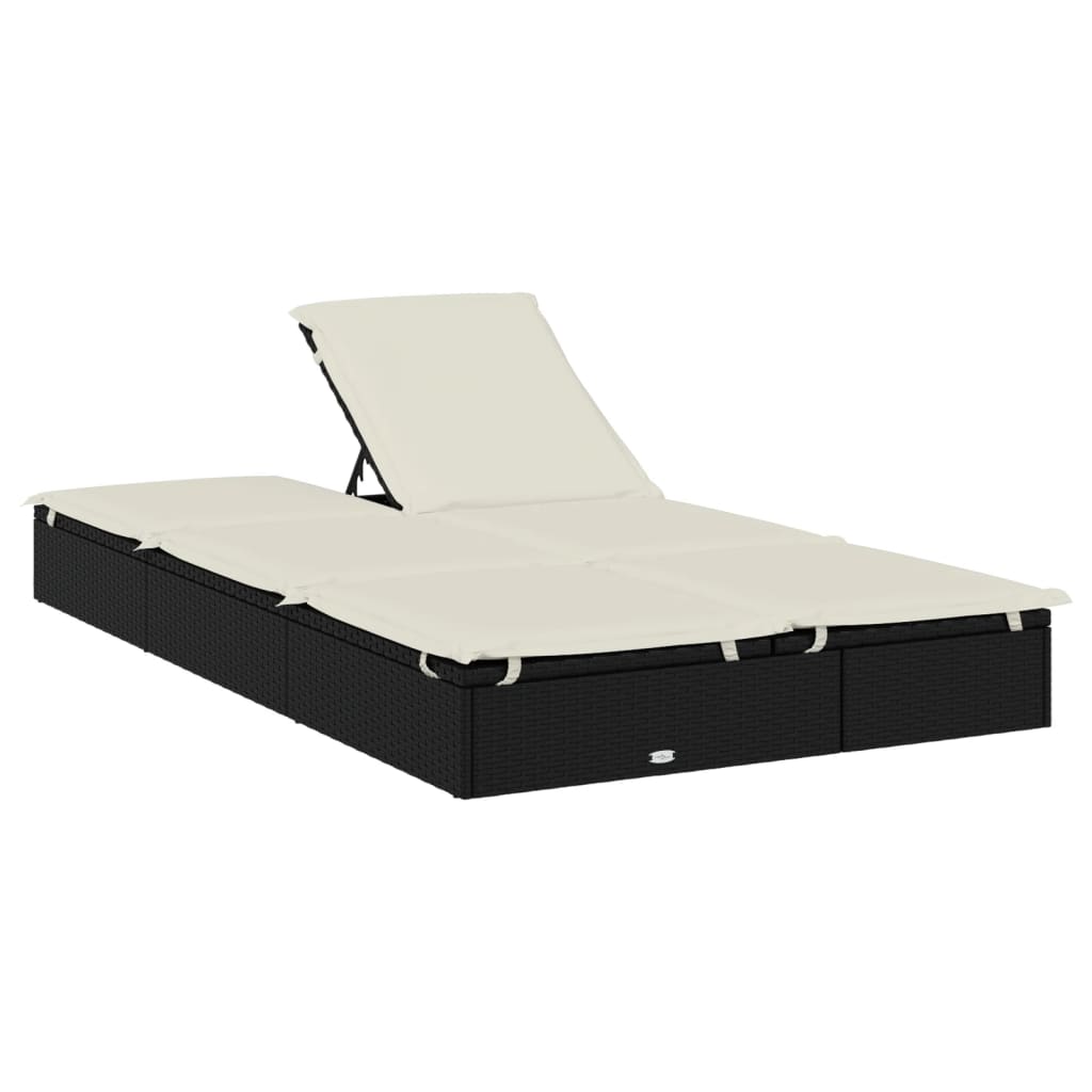 Ligbed met kussens 2-persoons poly rattan zwart is nu te koop bij PeponiXL, paradijselijk wonen!