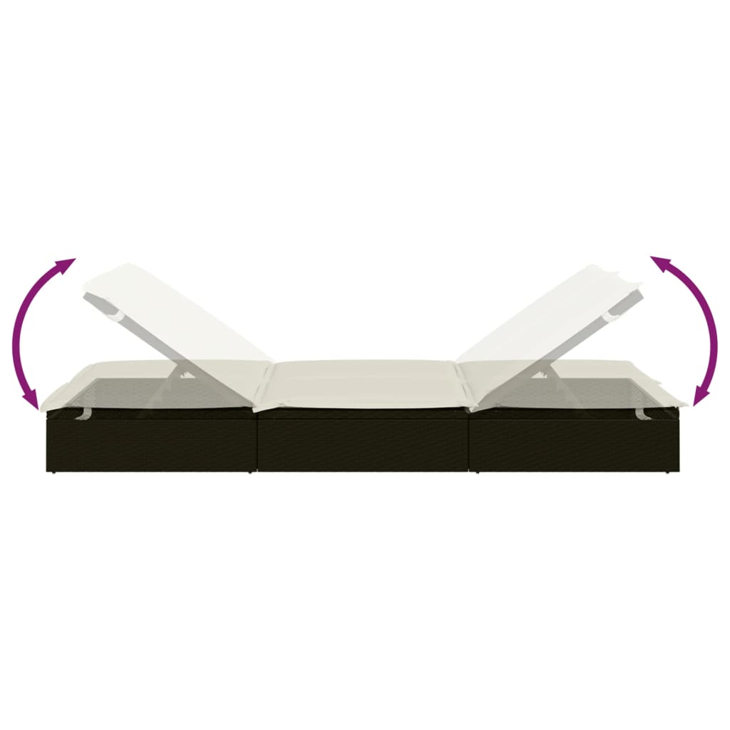 Ligbed met kussens 2-persoons poly rattan zwart is nu te koop bij PeponiXL, paradijselijk wonen!