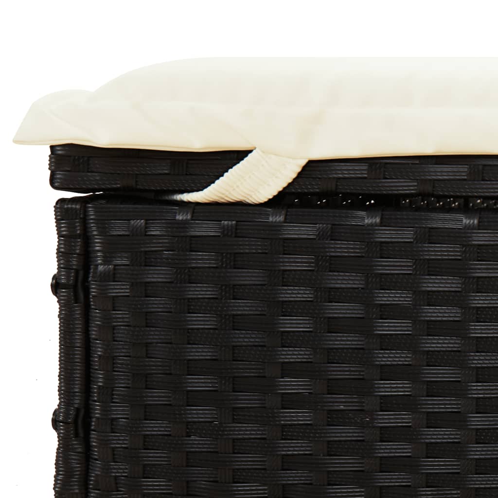 Ligbed met kussens 2-persoons poly rattan zwart is nu te koop bij PeponiXL, paradijselijk wonen!