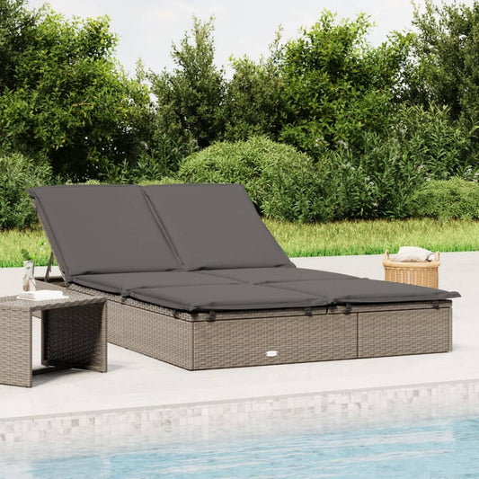 Ligbed met kussens 2-persoons poly rattan grijs is nu te koop bij PeponiXL, paradijselijk wonen!