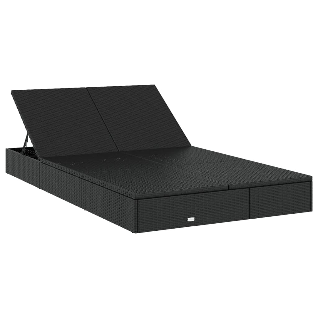 Ligbed met kussens 2-persoons poly rattan zwart is nu te koop bij PeponiXL, paradijselijk wonen!