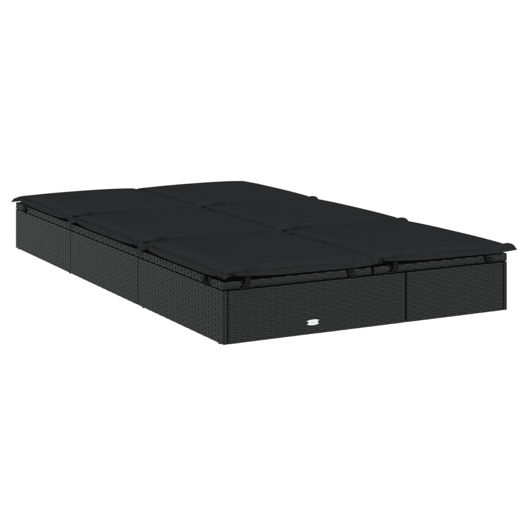 Ligbed met kussens 2-persoons poly rattan zwart is nu te koop bij PeponiXL, paradijselijk wonen!