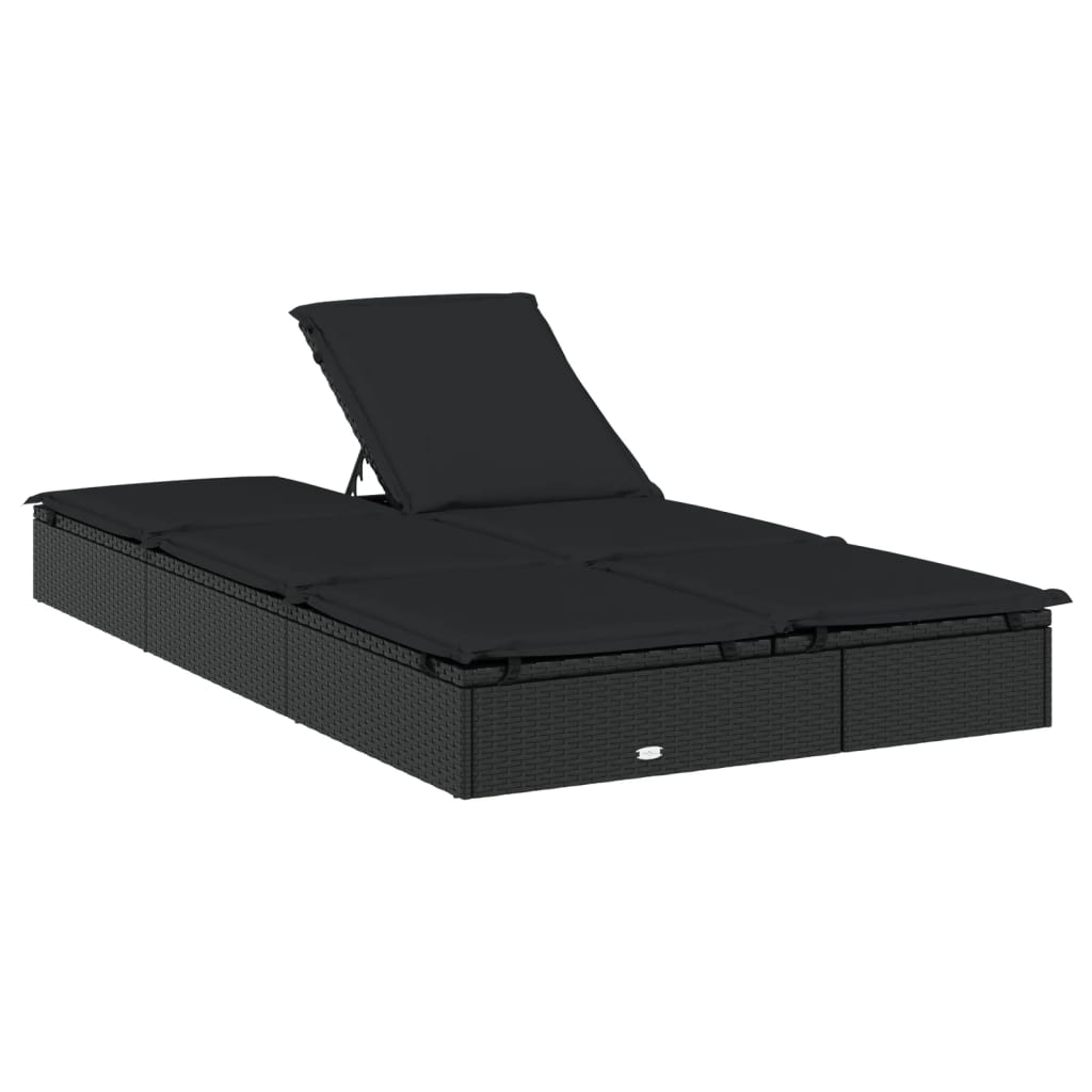 Ligbed met kussens 2-persoons poly rattan zwart is nu te koop bij PeponiXL, paradijselijk wonen!