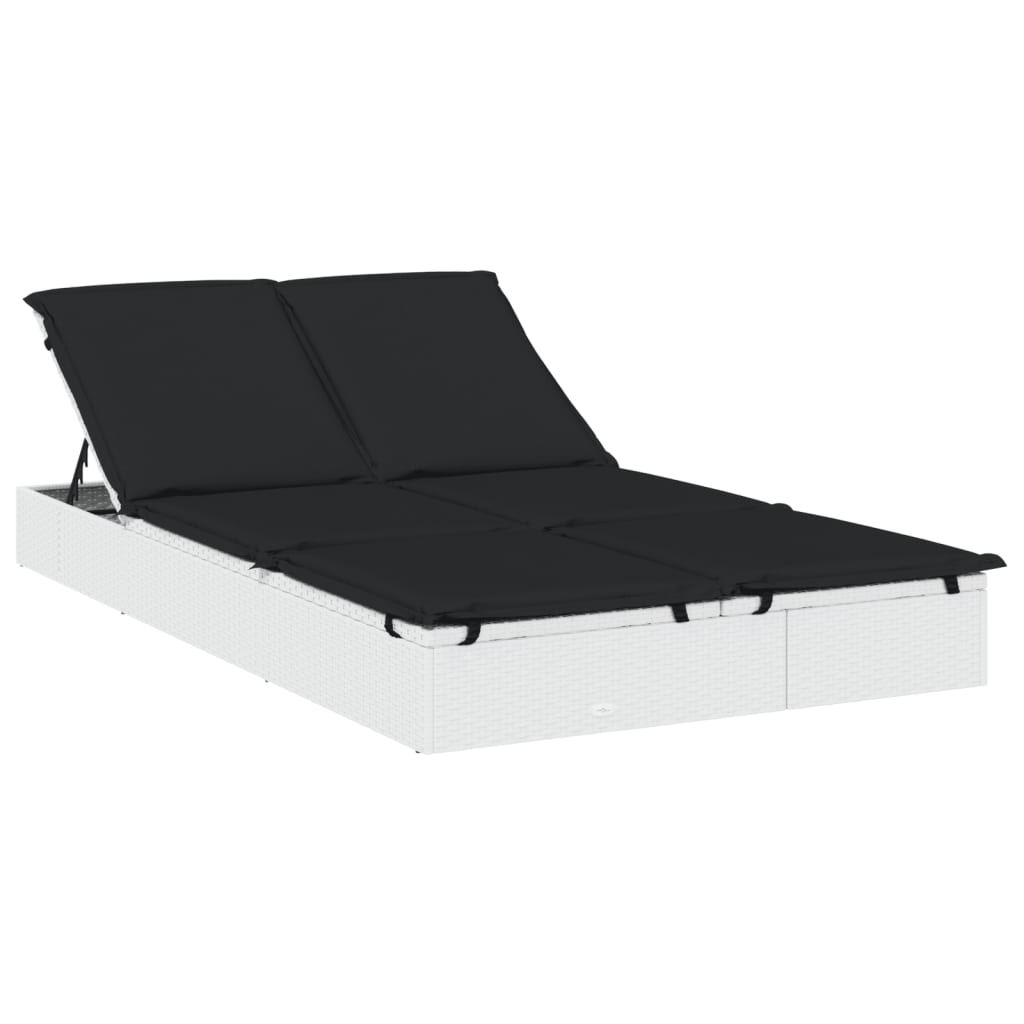 Ligbed met kussens 2-persoons poly rattan wit is nu te koop bij PeponiXL, paradijselijk wonen!