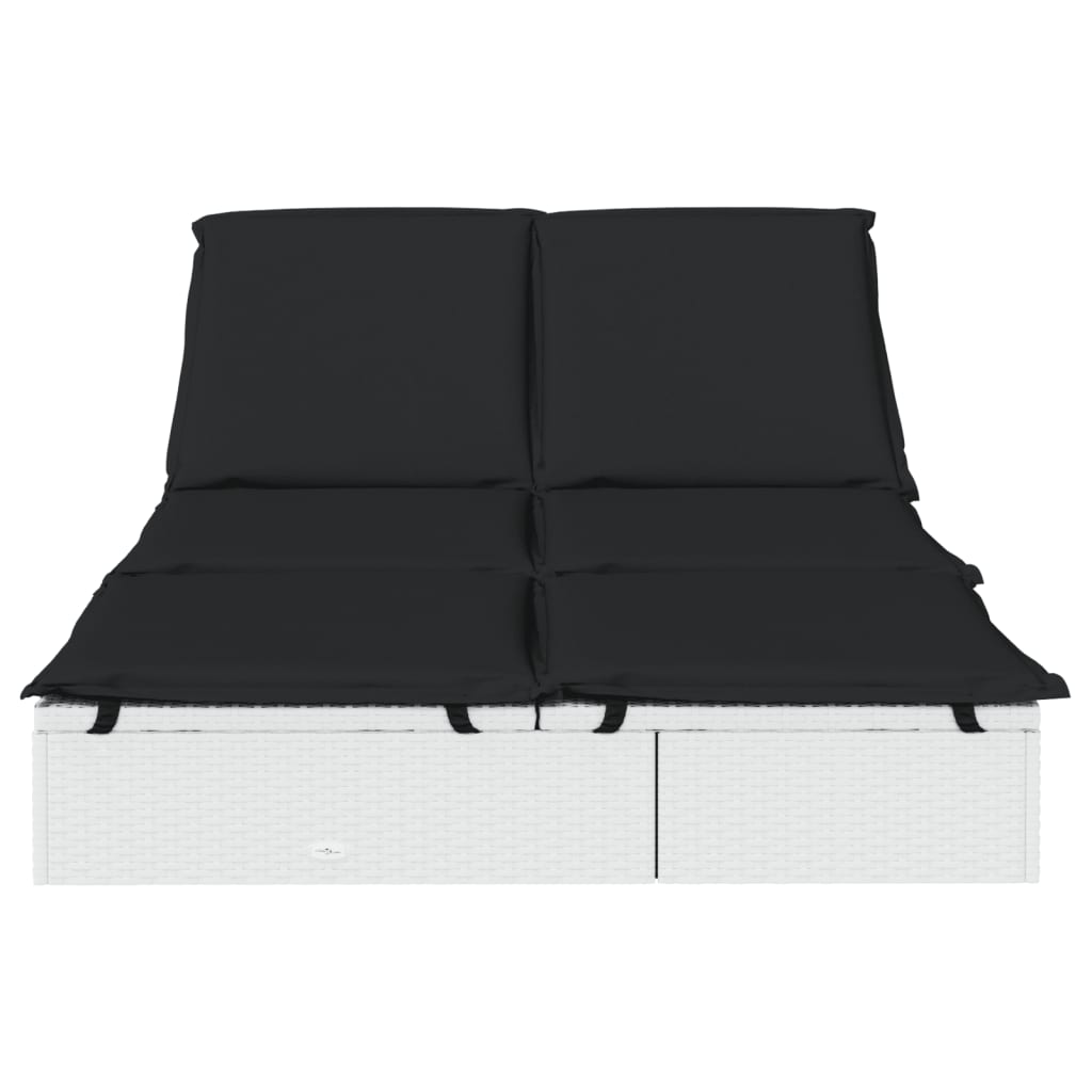 Ligbed met kussens 2-persoons poly rattan wit is nu te koop bij PeponiXL, paradijselijk wonen!