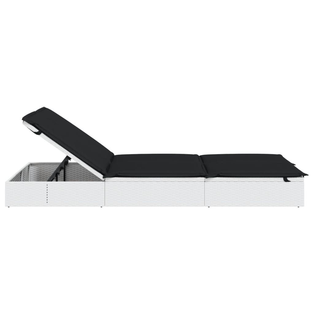 Ligbed met kussens 2-persoons poly rattan wit is nu te koop bij PeponiXL, paradijselijk wonen!