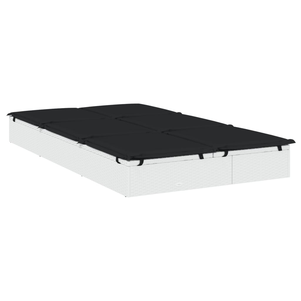 Ligbed met kussens 2-persoons poly rattan wit is nu te koop bij PeponiXL, paradijselijk wonen!