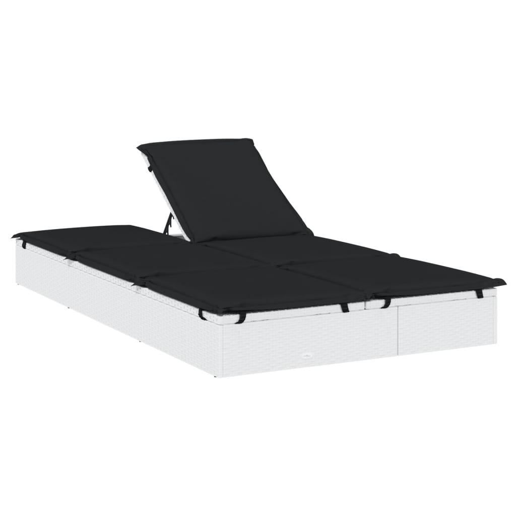 Ligbed met kussens 2-persoons poly rattan wit is nu te koop bij PeponiXL, paradijselijk wonen!