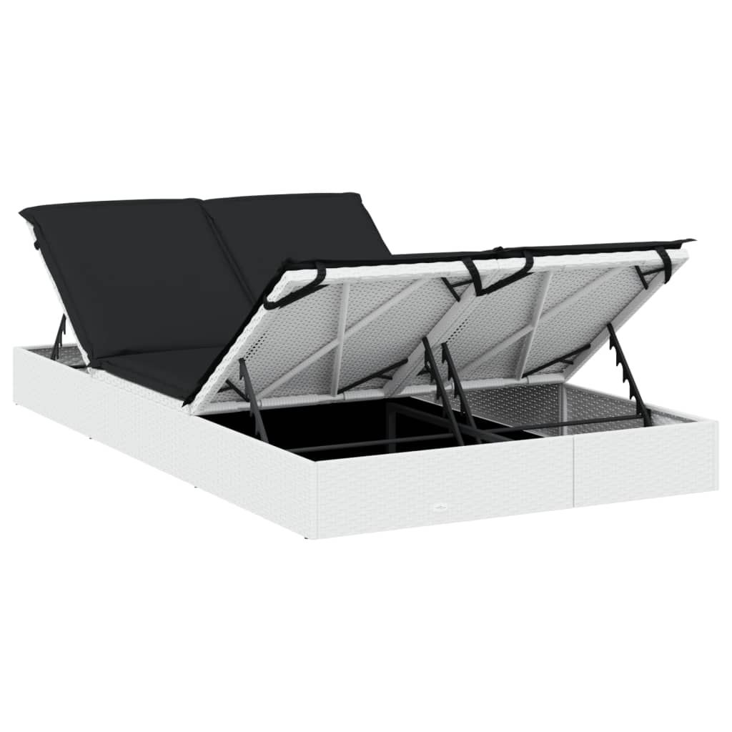 Ligbed met kussens 2-persoons poly rattan wit is nu te koop bij PeponiXL, paradijselijk wonen!