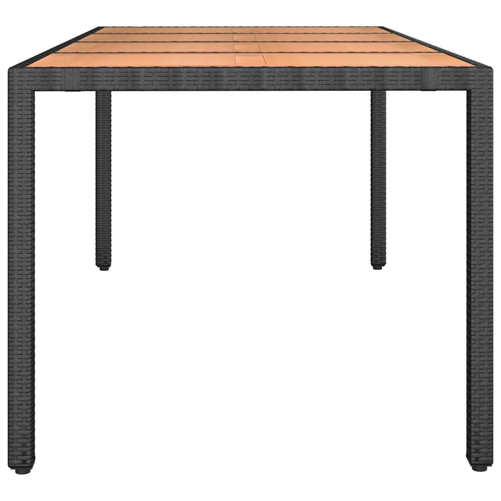 Tuintafel met houten blad poly ratten en acaciahout zwart is nu te koop bij PeponiXL, paradijselijk wonen!
