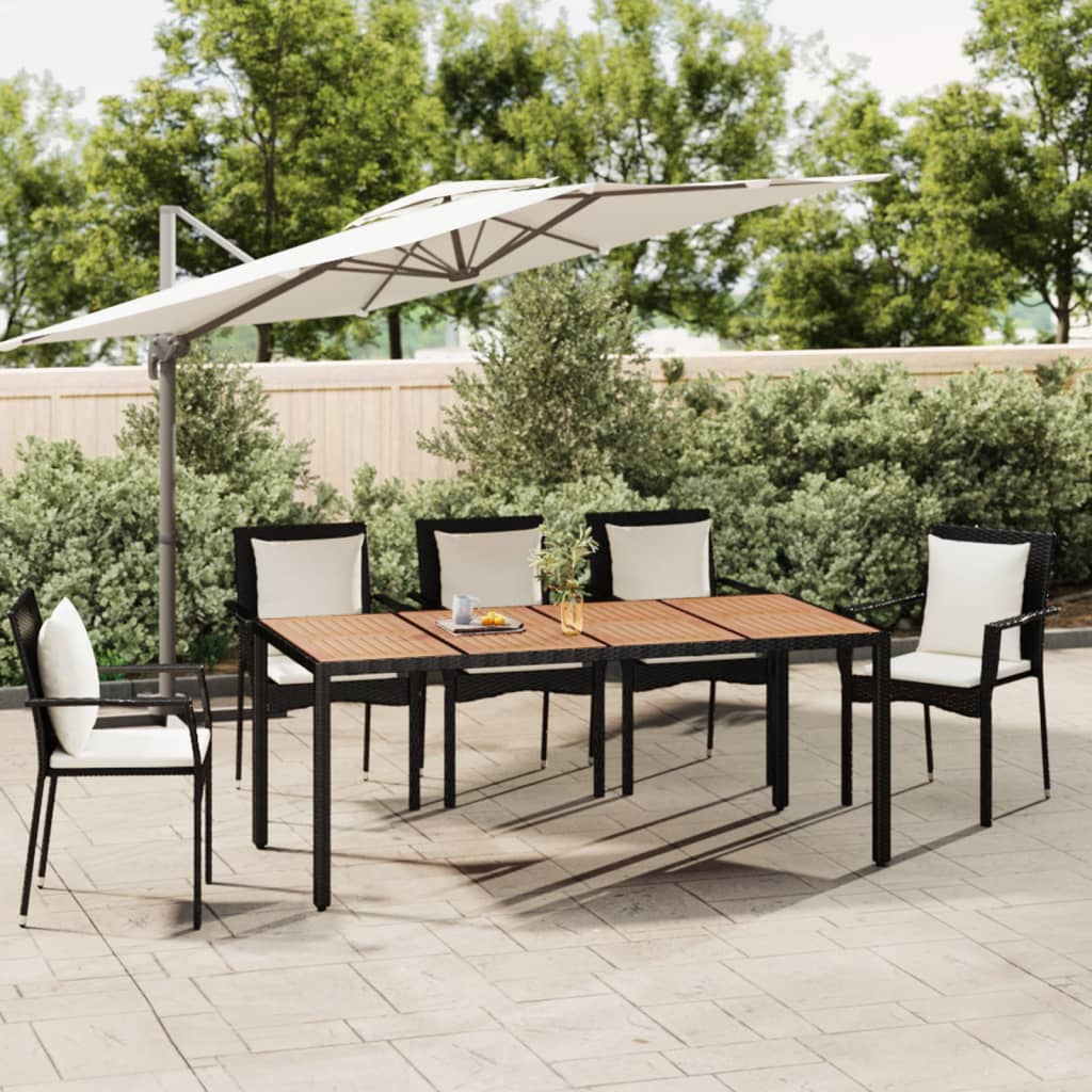 Tuintafel met houten blad poly ratten en acaciahout zwart is nu te koop bij PeponiXL, paradijselijk wonen!