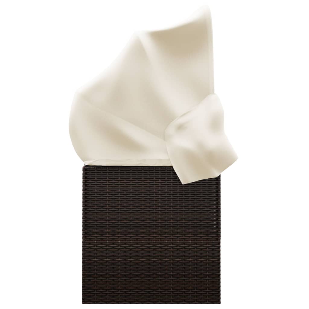 Loungebed met luifel en kussens poly rattan bruin is nu te koop bij PeponiXL, paradijselijk wonen!