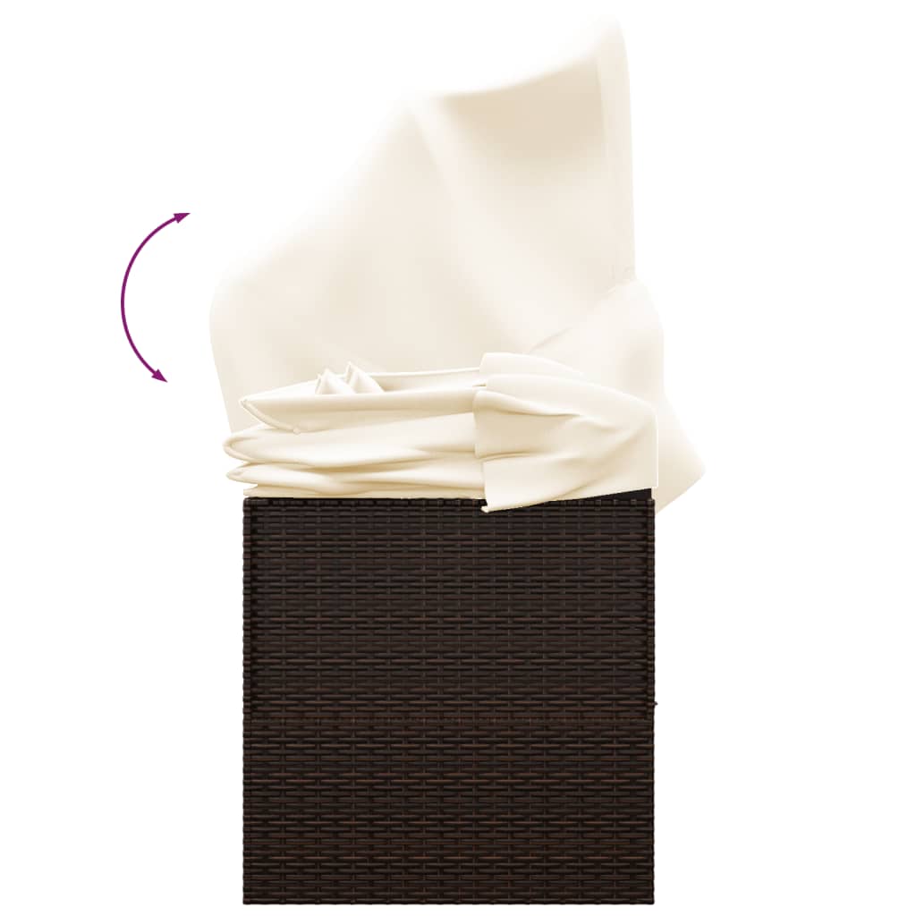 Loungebed met luifel en kussens poly rattan bruin is nu te koop bij PeponiXL, paradijselijk wonen!