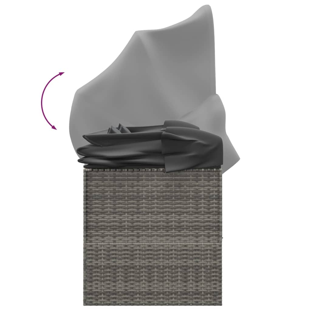Loungebed met luifel en kussens poly rattan grijs is nu te koop bij PeponiXL, paradijselijk wonen!