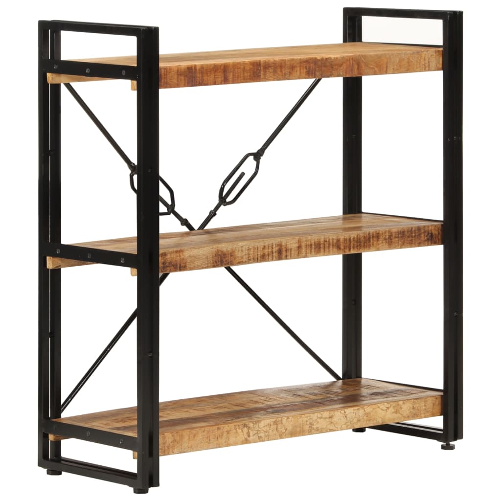 Boekenkast 3-laags 77x30x80 cm massief mangohout en ijzer is nu te koop bij PeponiXL, paradijselijk wonen!
