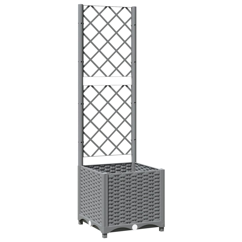 Plantenbak met latwerk 40x40x136 cm polypropeen lichtgrijs is nu te koop bij PeponiXL, paradijselijk wonen!